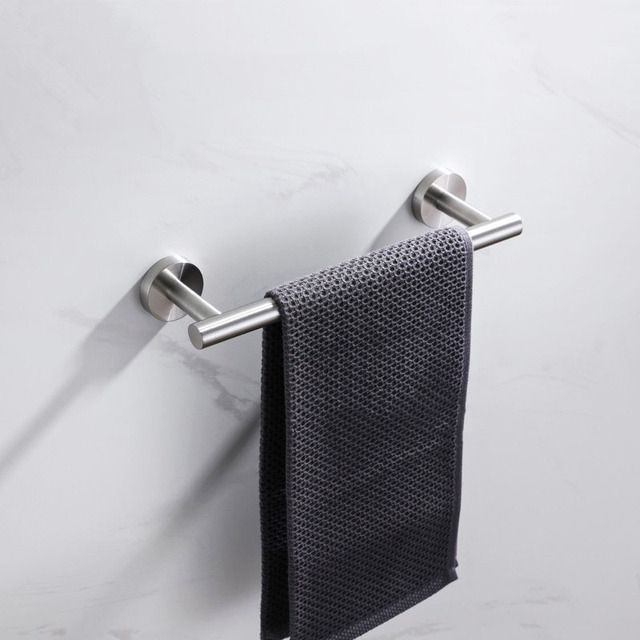 Zestaw 3 elementów do łazienki ze stali nierdzewnej - wieszak na ręczniki, pręty mocujące do ściany w kolorze szczotkowanego złota, czarnego lub lustrzanego - Wianko - 4