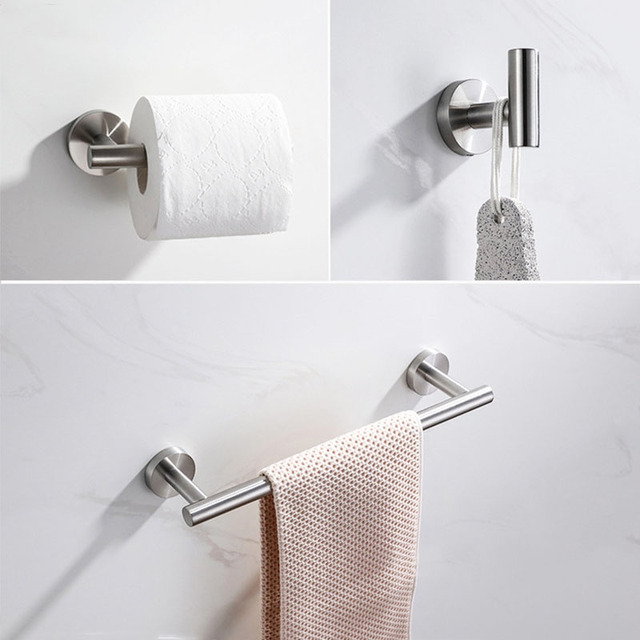 Zestaw 3 elementów do łazienki ze stali nierdzewnej - wieszak na ręczniki, pręty mocujące do ściany w kolorze szczotkowanego złota, czarnego lub lustrzanego - Wianko - 7