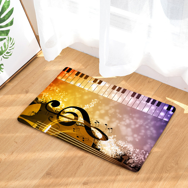 Dywanik podłogowy Skandynawski w stylu, flanelowy, chłonny, antypoślizgowy, z drukowanymi symbolami muzycznymi i klawiszami fortepianu termotransferowymi - Wianko - 16