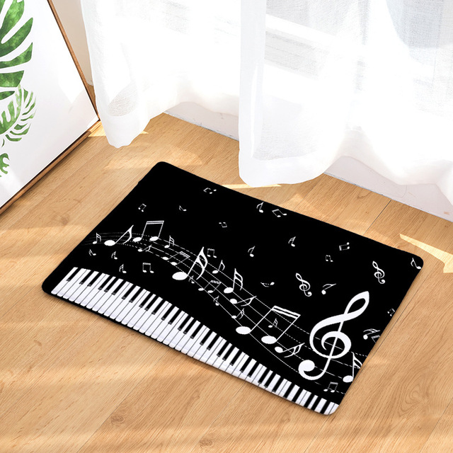 Dywanik podłogowy Skandynawski w stylu, flanelowy, chłonny, antypoślizgowy, z drukowanymi symbolami muzycznymi i klawiszami fortepianu termotransferowymi - Wianko - 19