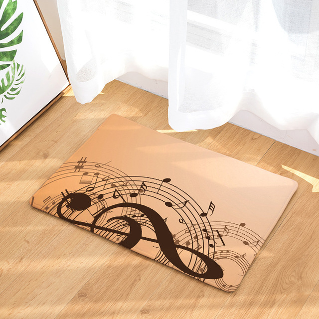 Dywanik podłogowy Skandynawski w stylu, flanelowy, chłonny, antypoślizgowy, z drukowanymi symbolami muzycznymi i klawiszami fortepianu termotransferowymi - Wianko - 3