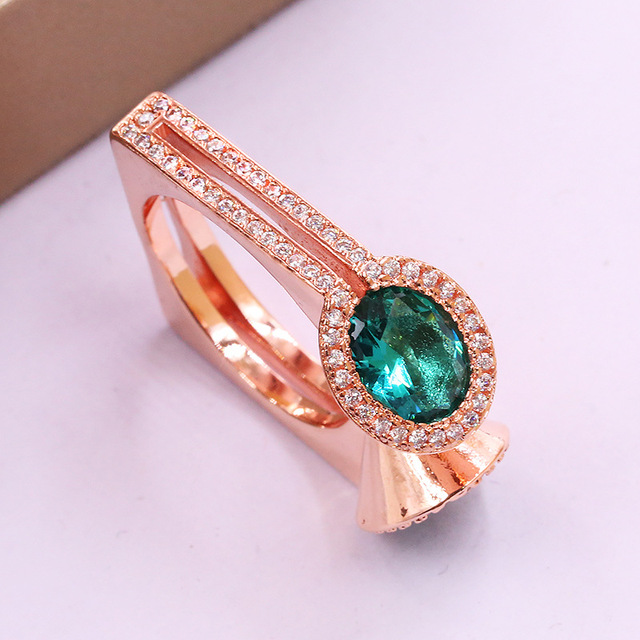 Luksusowy pierścień zielony kamień róg w wyjątkowym męskim stylu - Wianko - 5