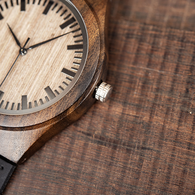 Drewniany zegarek BOBO ptak moda klasyczna dla mężczyzn, heban, zegarek handmade, kwarcowy, prezent erkek kol saati, w pudełku L-F08 - Wianko - 9