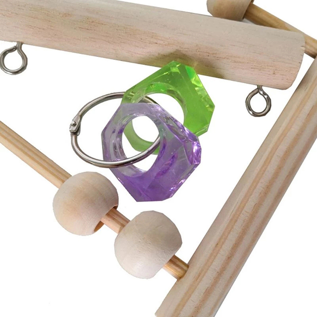 Stojak huśtawka drewniany dla papug z pierścieniem huśtawki, klatką, linią wspinaczkową i materiałami do żucia - Wianko - 8