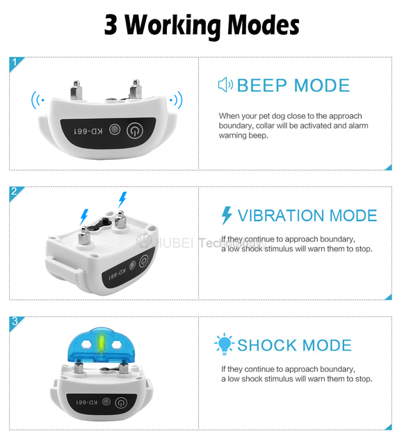 Pies elektryczny płot KD-661 z elektrycznym kołnierzem, 500m zasięg, 1/2/3 skrzynia, akcesoria dla psów - Wianko - 5