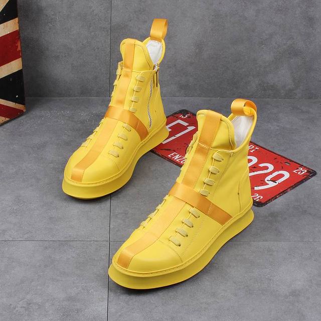 Męskie buty Casual Street Hip-Hop w kolorze żółtym na wysokiej platformie - Wianko - 3