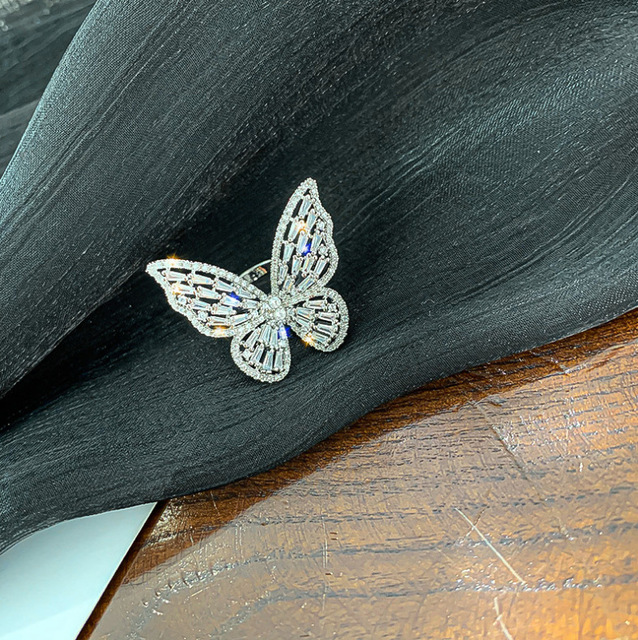 Pierścionek kształt motyla AAA z cyrkoniami, posrebrzany, otwarty, moda Glamour, prezent na urodziny dla dziewczyny - Wianko - 3