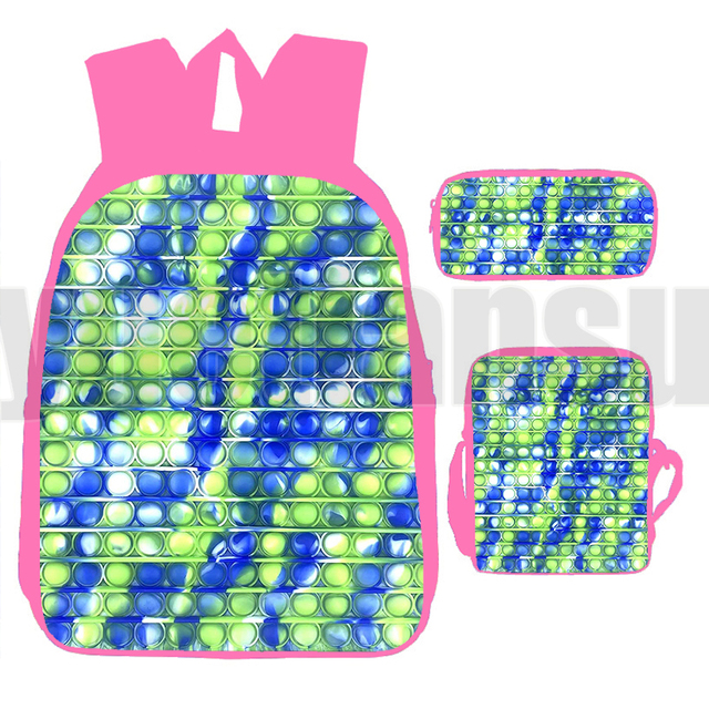 [Wysokiej jakości] Plecak Anime 3D Print z kolorowym tęczowym wzorem Bubble dla nastolatek z laptopem (różowy) - Wianko - 8