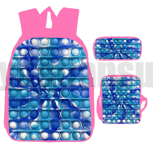 [Wysokiej jakości] Plecak Anime 3D Print z kolorowym tęczowym wzorem Bubble dla nastolatek z laptopem (różowy) - Wianko - 13