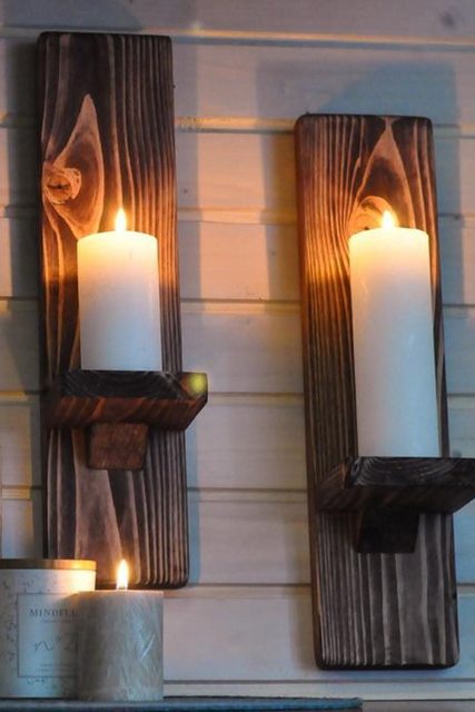 Stały drewniany świecznik brązowy - zestaw 2 sztuki - Wianko - 2