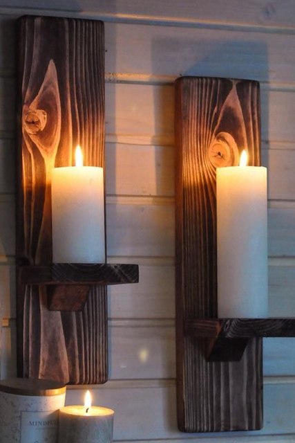 Stały drewniany świecznik brązowy - zestaw 2 sztuki - Wianko - 3