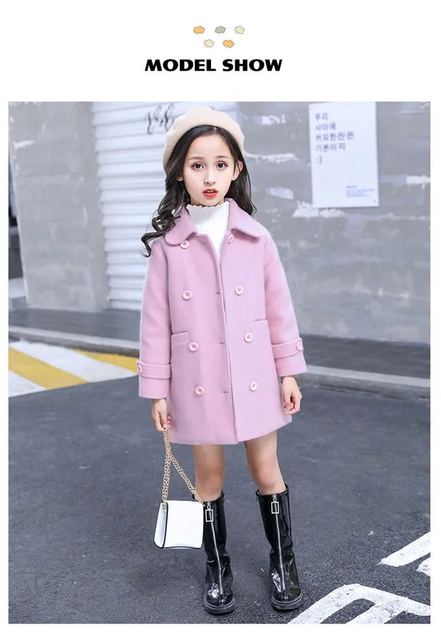 Dziewczęca wełniana kurtka zimowa - koreańska moda 2021, ocieplana, utrzymuje ciepło, podwójne zapięcie na piersi - Wianko - 10