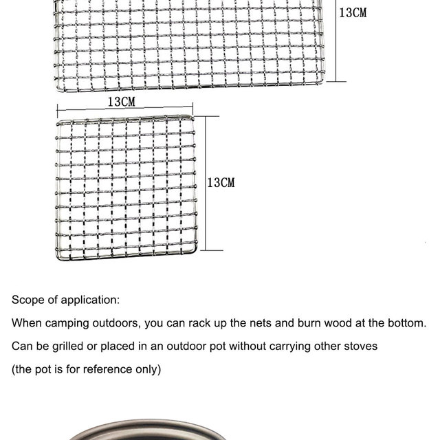 Nowa siatka grillowa na zewnątrz 2021 zrobiona z nierdzewnej stali 304, idealna do kempingu, kwadratowy stojak, proste drewno opałowe, narzędzia grillowe na zewnątrz - Wianko - 2