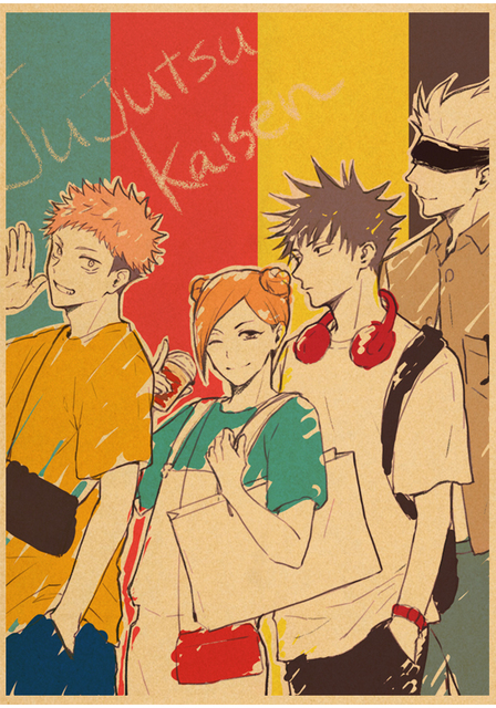 Plakat papierowy Anime Jujutsu Kaisen - Retro artystyczne obrazy na ścianę do dekoracji w salonie, barze czy kawiarni - Wianko - 12