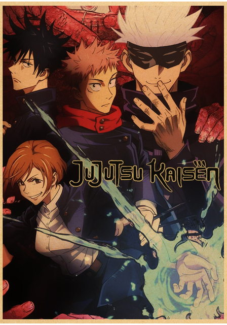 Plakat papierowy Anime Jujutsu Kaisen - Retro artystyczne obrazy na ścianę do dekoracji w salonie, barze czy kawiarni - Wianko - 27