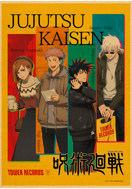 Plakat papierowy Anime Jujutsu Kaisen - Retro artystyczne obrazy na ścianę do dekoracji w salonie, barze czy kawiarni - Wianko - 15