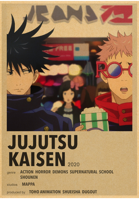 Plakat papierowy Anime Jujutsu Kaisen - Retro artystyczne obrazy na ścianę do dekoracji w salonie, barze czy kawiarni - Wianko - 29