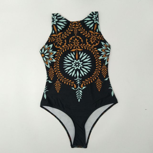 Jednoczęściowy strój kąpielowy damski z paskami - wysoka jakość, drukowane wzory, push-up, monokini, letni, tropikalne, femininity - Wianko - 12