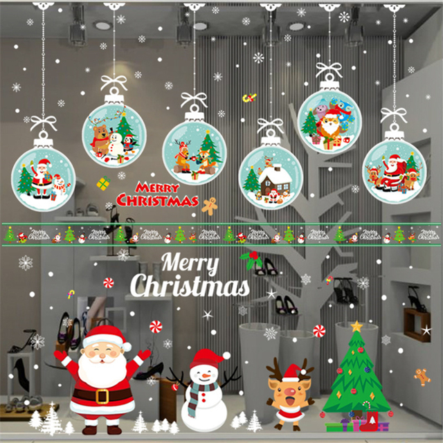 Zestaw naklejek ściankowych bożonarodzeniowych z dzwoneczkami, bałwanem, świętym Mikołajem i reniferem - dekoracje statyczne samoprzylepne na okna i ściany - Wianko - 14