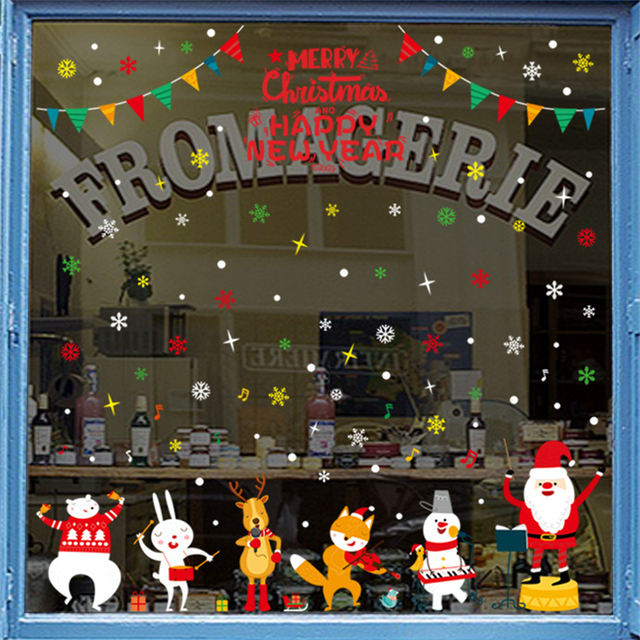 Zestaw naklejek ściankowych bożonarodzeniowych z dzwoneczkami, bałwanem, świętym Mikołajem i reniferem - dekoracje statyczne samoprzylepne na okna i ściany - Wianko - 6