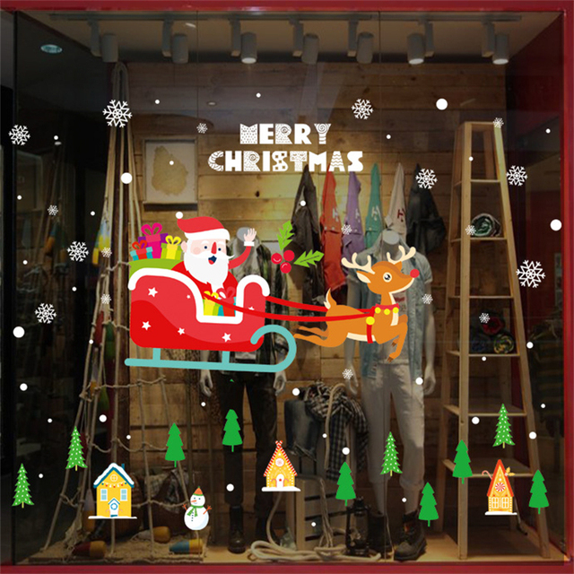Zestaw naklejek ściankowych bożonarodzeniowych z dzwoneczkami, bałwanem, świętym Mikołajem i reniferem - dekoracje statyczne samoprzylepne na okna i ściany - Wianko - 9