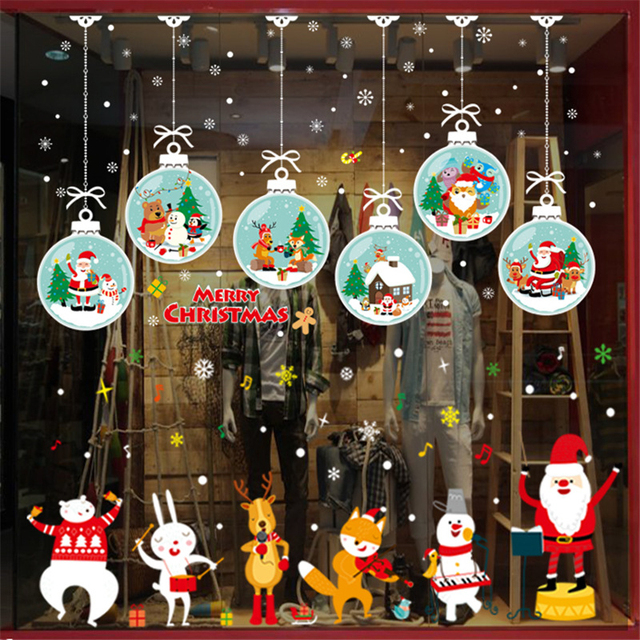 Zestaw naklejek ściankowych bożonarodzeniowych z dzwoneczkami, bałwanem, świętym Mikołajem i reniferem - dekoracje statyczne samoprzylepne na okna i ściany - Wianko - 13