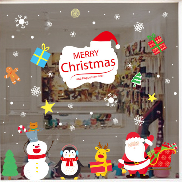 Zestaw naklejek ściankowych bożonarodzeniowych z dzwoneczkami, bałwanem, świętym Mikołajem i reniferem - dekoracje statyczne samoprzylepne na okna i ściany - Wianko - 10