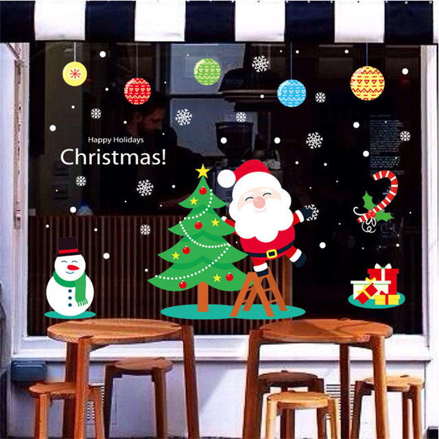 Zestaw naklejek ściankowych bożonarodzeniowych z dzwoneczkami, bałwanem, świętym Mikołajem i reniferem - dekoracje statyczne samoprzylepne na okna i ściany - Wianko - 8