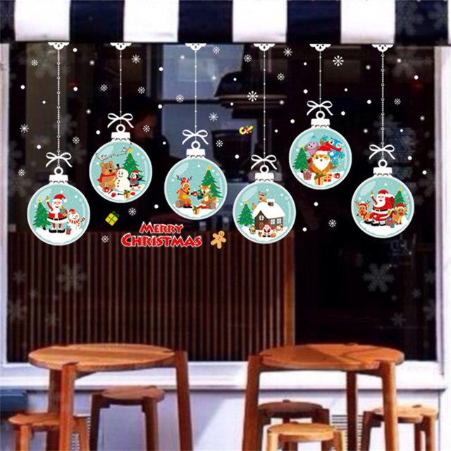 Zestaw naklejek ściankowych bożonarodzeniowych z dzwoneczkami, bałwanem, świętym Mikołajem i reniferem - dekoracje statyczne samoprzylepne na okna i ściany - Wianko - 2