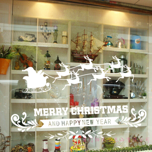 Zestaw naklejek ściankowych bożonarodzeniowych z dzwoneczkami, bałwanem, świętym Mikołajem i reniferem - dekoracje statyczne samoprzylepne na okna i ściany - Wianko - 1