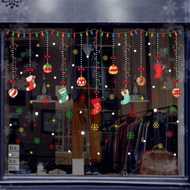 Zestaw naklejek ściankowych bożonarodzeniowych z dzwoneczkami, bałwanem, świętym Mikołajem i reniferem - dekoracje statyczne samoprzylepne na okna i ściany - Wianko - 5