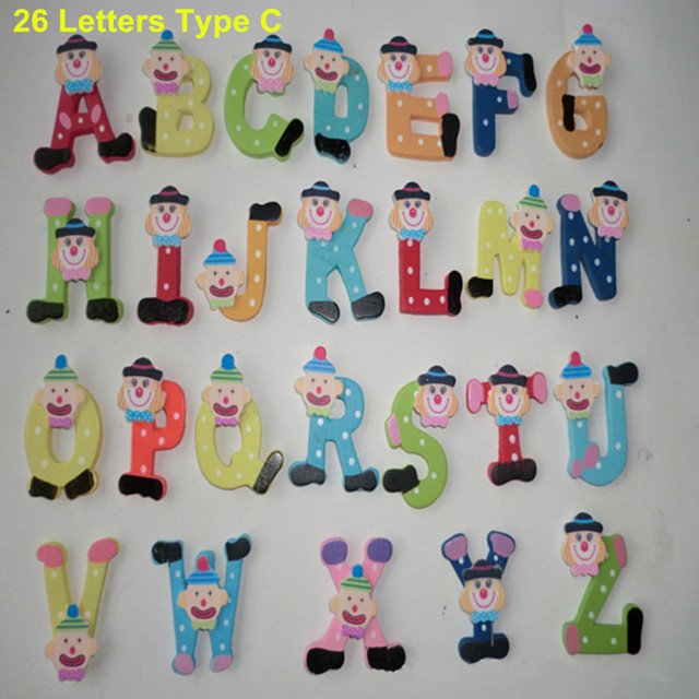 Drewniane litery A-Z i numery 0-9 w formie kolorowych magnesów na lodówkę do nauki alfabetu dla dzieci w motywie kreskówkowym - Wianko - 10
