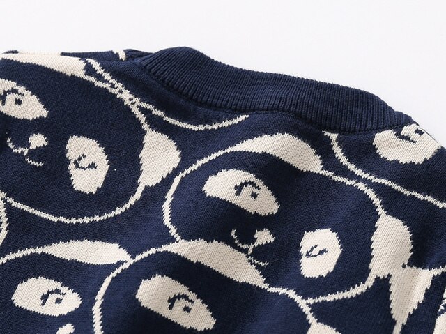 Sweter dla dzieci Mudkingdom z rysunkiem pandy i długim rękawem - jesienno-zimowy top z opuszczanymi ramionami - Wianko - 10