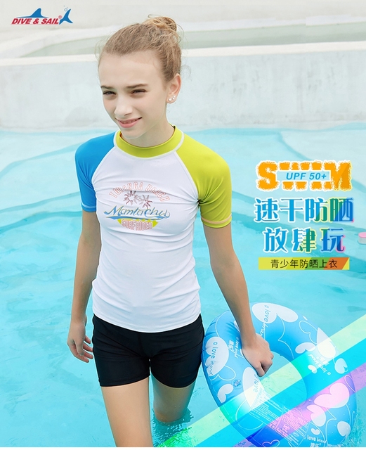 Obcisły top sportowy Młodzieńczy Szybkoschnący Strój Kąpielowy z Ochroną Przeciwsłoneczną UV dla Nastolatków - Wianko - 5