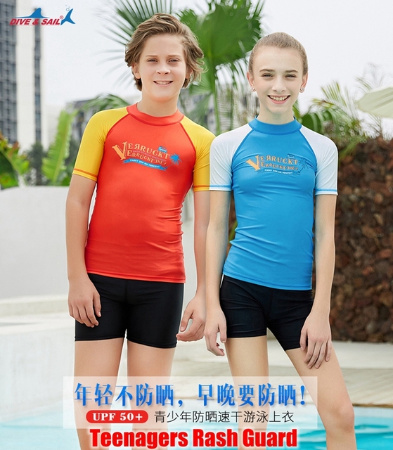 Obcisły top sportowy Młodzieńczy Szybkoschnący Strój Kąpielowy z Ochroną Przeciwsłoneczną UV dla Nastolatków - Wianko - 1
