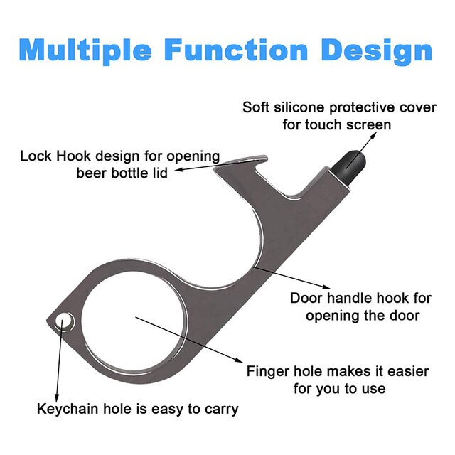Narzędzie wielofunkcyjne do otwierania dotykowego zabezpieczające przed kontaktem ręką, wielokrotnego użytku, z brelokiem na drzwi kuchenne i windę - Wianko - 4