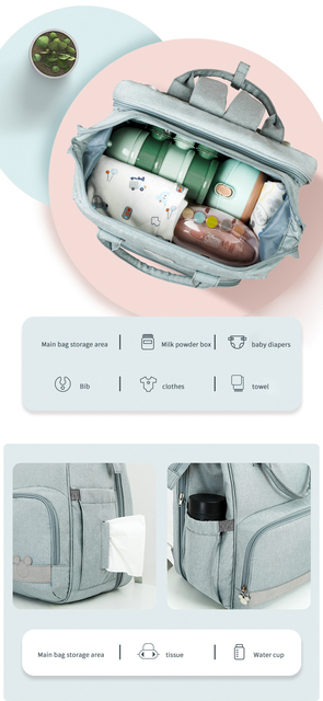 Torba na pieluchy Disney dla niemowląt - łóżko wielofunkcyjne, przenośne, składane, plecak z przewijakiem, tablet do rysowania - sport na świeżym powietrzu - Wianko - 10