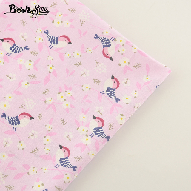 Tkanina bawełniana diagonal, wysokiej jakości, różowe wzory ptaków - materiał do domowego szycia i DIY - Wianko - 3