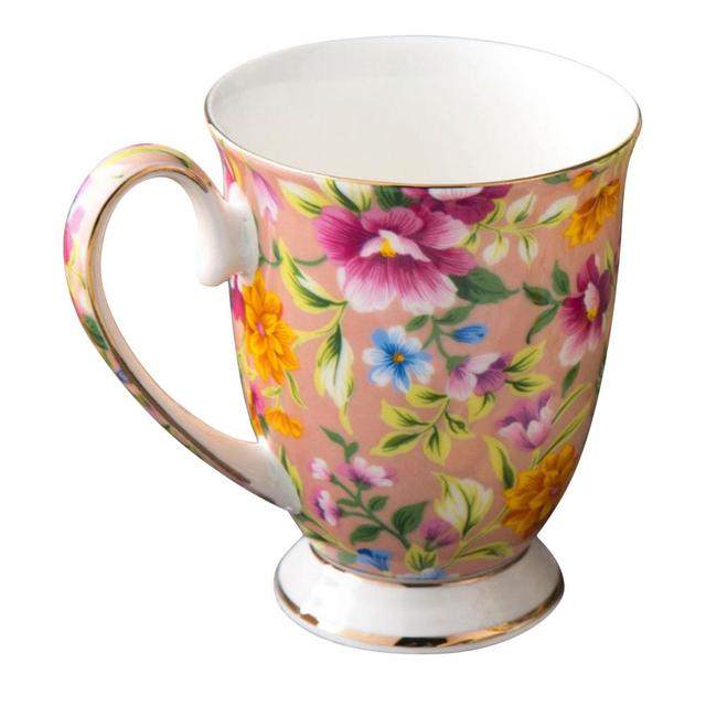 Kubek ceramiczny Vintage o dużej pojemności do napojów, kwiatowy wzór, uchwyt - Wianko - 3