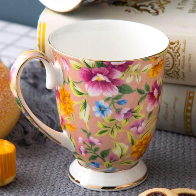 Kubek ceramiczny Vintage o dużej pojemności do napojów, kwiatowy wzór, uchwyt - Wianko - 13