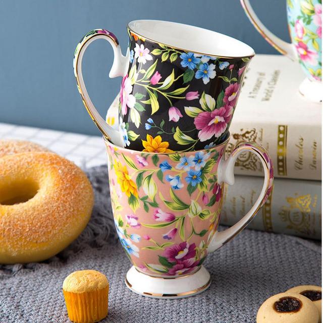 Kubek ceramiczny Vintage o dużej pojemności do napojów, kwiatowy wzór, uchwyt - Wianko - 20