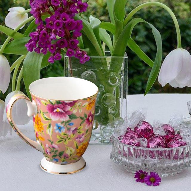 Kubek ceramiczny Vintage o dużej pojemności do napojów, kwiatowy wzór, uchwyt - Wianko - 15