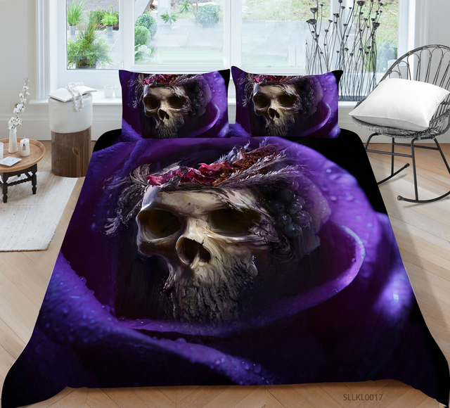 Zestaw pościeli 3D szkielet Halloween król - narzuta na kołdrę, pościel, poszewka na poduszkę - Wianko - 9