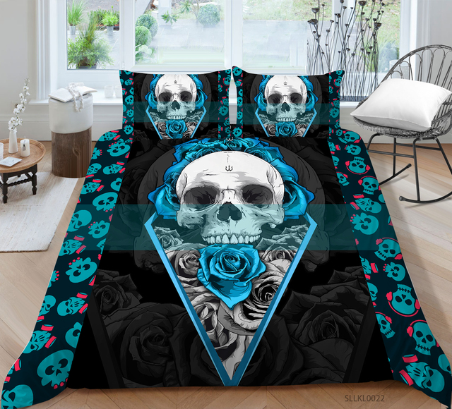 Zestaw pościeli 3D szkielet Halloween król - narzuta na kołdrę, pościel, poszewka na poduszkę - Wianko - 4