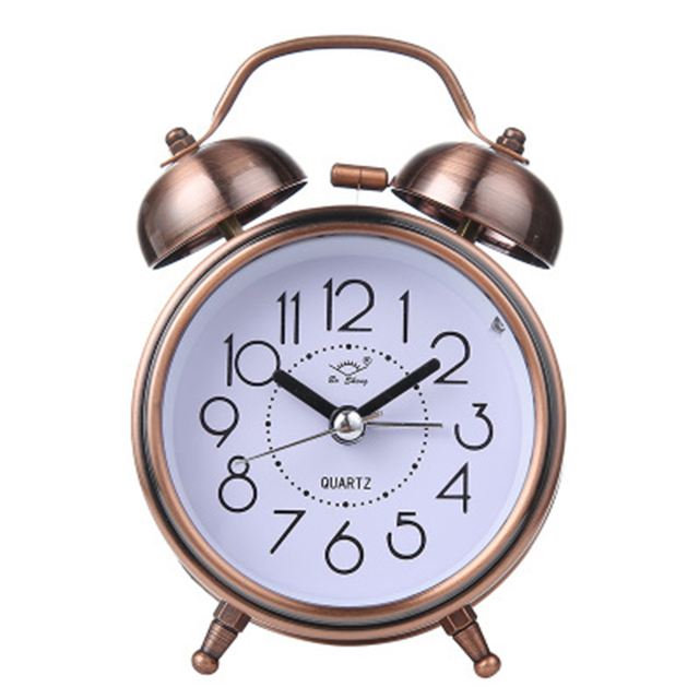 Budzik Alarm zegar Vintage Retro, cichy wskaźnik, okrągły numer, podwójny dzwon, głośny alarm, lampka nocna dla dzieci, dekoracja wnętrza - Wianko - 6