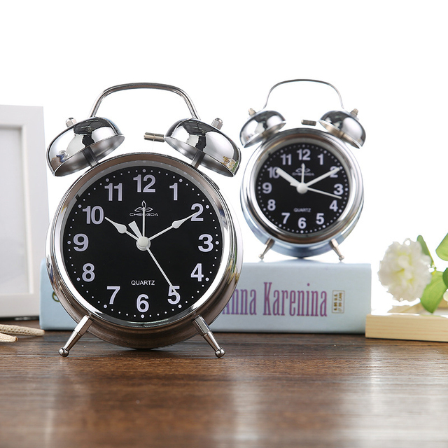 Budzik Alarm zegar Vintage Retro, cichy wskaźnik, okrągły numer, podwójny dzwon, głośny alarm, lampka nocna dla dzieci, dekoracja wnętrza - Wianko - 3