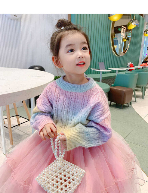 Dziewiętnastowieczny, kolorowy sweter dziecięcy w stylu koreańskim - Wianko - 11