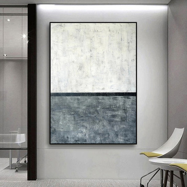 Wall Art z abstrakcyjną linią w nordyckich odcieniach czerni, bieli i szarości, na płótnie - idealne dekoracje do salonu i domu - Wianko - 26