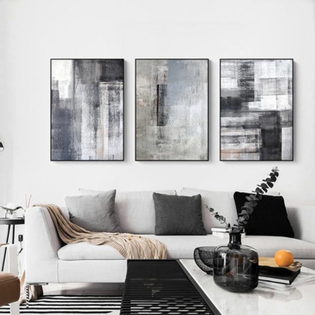 Wall Art z abstrakcyjną linią w nordyckich odcieniach czerni, bieli i szarości, na płótnie - idealne dekoracje do salonu i domu - Wianko - 22