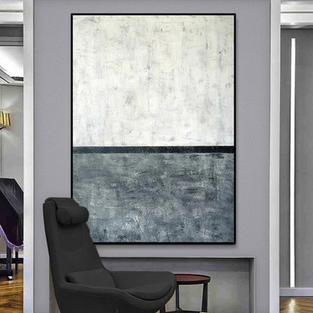 Wall Art z abstrakcyjną linią w nordyckich odcieniach czerni, bieli i szarości, na płótnie - idealne dekoracje do salonu i domu - Wianko - 16